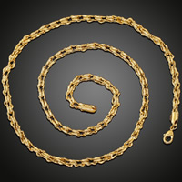 Mässing Chain Necklace, 18K guldpläterad, för kvinna, leda & kadmiumfri, 4mm, Såld Per Ca 23.5 inch Strand