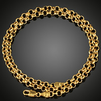 Collar de cadena de latón, metal, chapado en oro de 18 K, unisexo & cadena Rolo, libre de plomo & cadmio, 5mm, Vendido para aproximado 19.5 Inch Sarta