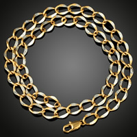 Collar de cadena de latón, metal, chapado, giro oval & para mujer & 2-tono, libre de plomo & cadmio, 9mm, Vendido para aproximado 23.5 Inch Sarta