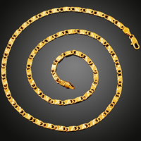 Collar de cadena de latón, metal, chapado en oro de 18 K, unisexo & flor cortada, libre de plomo & cadmio, 4mm, Vendido para aproximado 23.5 Inch Sarta