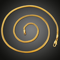 Collar de cadena de latón, metal, chapado en oro de 18 K, unisexo & cadena de trigo, libre de plomo & cadmio, 3mm, Vendido para aproximado 19.5 Inch Sarta