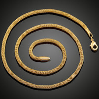 Brass Chain Necklace 18K gold plated Unisex & mesh chain lead & cadmium free 3mm Sold Per Approx 19.5 Inch Strand