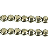 Χρυσή Σιδηροπυρίτη Χάντρα, Καρδιά, φυσικός, διαφορετικό μέγεθος για την επιλογή, Τρύπα:Περίπου 1mm, Μήκος Περίπου 15.5 inch, Sold Με Παρτίδα