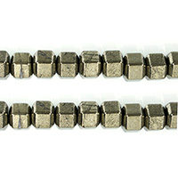 Golden Pyrit Bead, Hexagon, naturlig, 8.50x10.50x12mm, Hål:Ca 1.3mm, Längd Ca 16 inch, 3Strands/Lot, Ca 48PC/Strand, Säljs av Lot