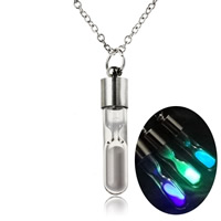 Luminated Necklace, Brass, with Glass, Sandglass, platinum color plated, oval chain & for woman, more colors for choice, lead & cadmium free, 7x28mm, Length:Approx 17.5 Inch, 3Strands/Bag, Sold By Bag