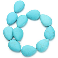 Turquesa sintética grânulos, miçangas, Lágrima, azul, 25x33x10mm, Buraco:Aprox 1.5mm, Aprox 11PCs/Strand, vendido para Aprox 15.5 inchaltura Strand