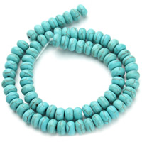 turchese sintetico perla, Rondella, blu, 5x8mm, Foro:Appross. 1.5mm, Appross. 78PC/filo, Venduto per Appross. 15.5 pollice filo