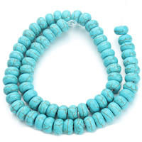 turchese sintetico perla, Tamburo, blu, 15.5mm, Foro:Appross. 1.5mm, Appross. 24PC/filo, Venduto per Appross. 15.5 pollice filo