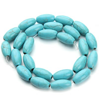 turchese sintetico perla, Ovale, blu, 8.5x13mm, Foro:Appross. 1.5mm, Appross. 30PC/filo, Venduto per Appross. 15.5 pollice filo