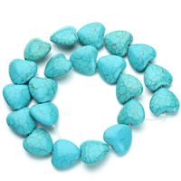 turchese sintetico perla, Cuore, blu, 19x20x8mm, Foro:Appross. 1.5mm, Appross. 20PC/filo, Venduto per Appross. 15.5 pollice filo