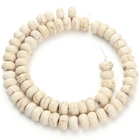 turchese sintetico perla, Tamburo, bianco, 10x6mm, Foro:Appross. 1.5mm, Appross. 63PC/filo, Venduto per Appross. 15.5 pollice filo