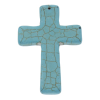Turquoise Pendant Cross blue Approx 1mm Sold By Bag