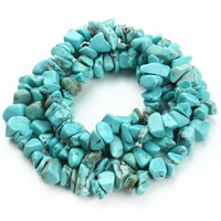 Turquoise Kralen, Synthetische Turquoise, Nuggets, blauw, 8-12mm, Gat:Ca 1.5mm, Ca 76pC's/Strand, Per verkocht Ca 31 inch Strand