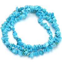 Turquoise Kralen, Synthetische Turquoise, Nuggets, blauw, 7-11mm, Gat:Ca 1.5mm, Ca 80pC's/Strand, Per verkocht Ca 31 inch Strand