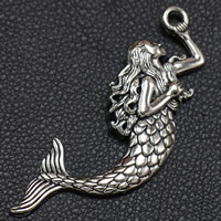 Character Zinc Alloy Pendants Mermaid antique silver color plated lead & cadmium free Approx 1.5mm Sold By Bag