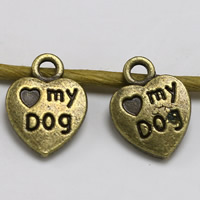 Zinc Alloy Heart Pendants antique bronze color plated with letter pattern lead & cadmium free Approx 1.5mm Sold By Bag