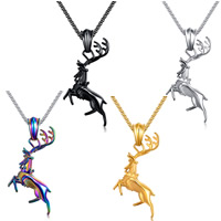 Men Necklace, Stainless Steel, Deer, plated, box chain & for man, more colors for choice, nickel, lead & cadmium free, 59mm, Sold Per Approx 21.6 Inch Strand
