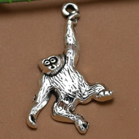 Zinc Alloy Animal Pendants Orangutan antique silver color plated Approx 2mm Sold By Bag