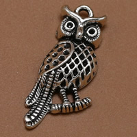 Tibetan Style Pendant Rhinestone Setting, Owl, antique silver color plated, 33x14mm, Hole:Approx 2mm, Inner Diameter:Approx 1mm, 100PCs/Bag, Sold By Bag