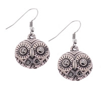Zinc Alloy Drop Earring Owl plated with rhinestone nickel lead & cadmium free Sold By Pair