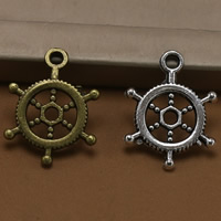 Tibetan Style Ship Wheel & Anchor Pendant, plated, more colors for choice, lead & cadmium free, 20x15mm, Hole:Approx 1.5mm, 100PCs/Bag, Sold By Bag