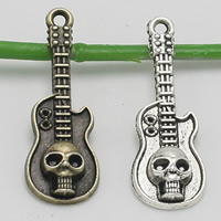 Musical Instrument Shaped Zinc Alloy Pendants Guitar plated with skull pattern lead & cadmium free Approx 1.5mm Sold By Bag
