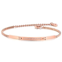 Stainless Steel Jewelry Bracelet rose gold color plated box chain & micro pave cubic zirconia nickel lead & cadmium free 3mm Sold Per Approx 6.6 Inch Strand