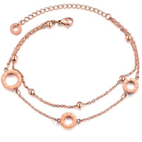 Stainless Steel Jewelry Bracelet rose gold color plated with roman number & oval chain & for woman &  nickel lead & cadmium free 8mm Sold Per Approx 6.6 Inch Strand