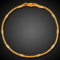 laiton bracelet, Plaqué d'or 18K, chaîne serpent & pour femme, sans plomb et cadmium, 2mm, Vendu par Environ 8 pouce brin