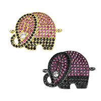 Cubic Zirconia Micro Pave Brass Connector Elephant plated micro pave cubic zirconia & 1/1 loop nickel lead & cadmium free Approx 1.2mm Sold By Lot