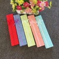 Paper Necklace Box Rectangle with ribbon bowknot decoration mixed colors Sold By Lot