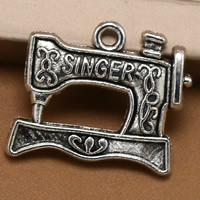Zinc Alloy Pendants Sewing Machine antique silver color plated with letter pattern lead & cadmium free Approx 1.5mm Sold By Bag