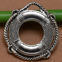 Zinc Alloy väline riipukset, Sinkkiseos, Life Ring, antiikki hopea päällystetty, lyijy ja sen kadmium vapaa, 24x24mm, Reikä:N. 3mm, 100PC/laukku, Myymät laukku