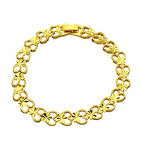cobre pulseira, Flor, Ouro banhado 24K, para mulher, níquel, chumbo e cádmio livre, 8.50x3mm, vendido para Aprox 7.5 inchaltura Strand