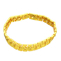 laiton bracelet, Plaqué d'or 24K, pour femme, protéger l'environnement, sans nickel, plomb et cadmium, 8.50x2mm, Vendu par Environ 7 pouce brin