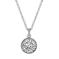 Austrian Crystal Necklace Brass with Austrian Crystal Flat Round platinum plated oval chain & with cubic zirconia & faceted nickel lead & cadmium free 14mm Sold Per Approx 17.5 Inch Strand