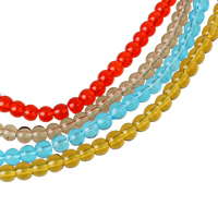 Perles de cristal rondes , plus de couleurs à choisir, 4mm, Trou:Environ 1mm, Longueur Environ 11 pouce, 10Strandstoron/sac, Environ 80PC/brin, Vendu par sac