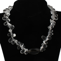 Clearance Fashion Necklace Clear Quartz with Smoky Quartz iron spring ring clasp Sold Per Approx 18 Inch Strand