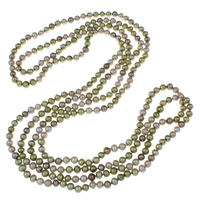 Utförsäljning Mode halsband, Freshwater Pearl, Potatis, 2-tråd, 6-7mm, Såld Per Ca 78.5 inch Strand