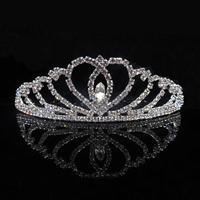 Bridal Tiaras Zinc Alloy with Crystal Crown platinum color plated for bridal & faceted & with rhinestone lead & cadmium free 100mm Sold By PC
