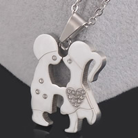 Stainless Steel Couple Pendants with rhinestone original color Approx Sold By PC
