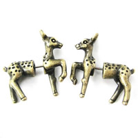 Brass Split Earring Deer plated detachable & animal design nickel lead & cadmium free 25mm Sold By PC