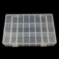 Sieraden Kralen Container, Plastic, Rechthoek, afneembare & 24 cellen, 195x130x36mm, Verkocht door PC