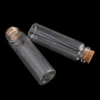 Glass Wish Bottle with wood stopper Sold By Bag