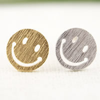 Brass Stud Earring Smiling Face plated nickel lead & cadmium free 15mm Sold By Pair