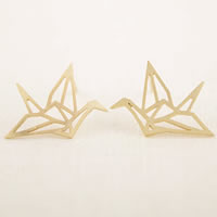 Brass Stud Earring Thousand Origami Cranes plated nickel lead & cadmium free 15mm Sold By Pair