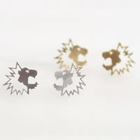 Brass Stud Earring Lion plated nickel lead & cadmium free 15mm Sold By Pair