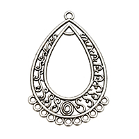 Tibetan Style Connector, Teardrop, antique silver color plated, 1/11 loop & hollow, nickel, lead & cadmium free, 32x50x2mm, Hole:Approx 2mm, 300PCs/Lot, Sold By Lot