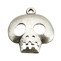 Zinc Alloy Skull Pendler, antik sølv farve forgyldt, Halloween smykker gave, nikkel, bly & cadmium fri, 20x21x2mm, Hole:Ca. 1.5mm, 600pc'er/Lot, Solgt af Lot