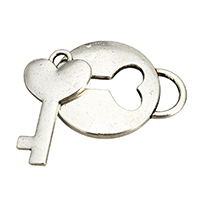 Zinc Alloy Key Pendants Lock and Key antique silver color plated nickel lead & cadmium free  Approx 2.5mm  Sold By Lot
